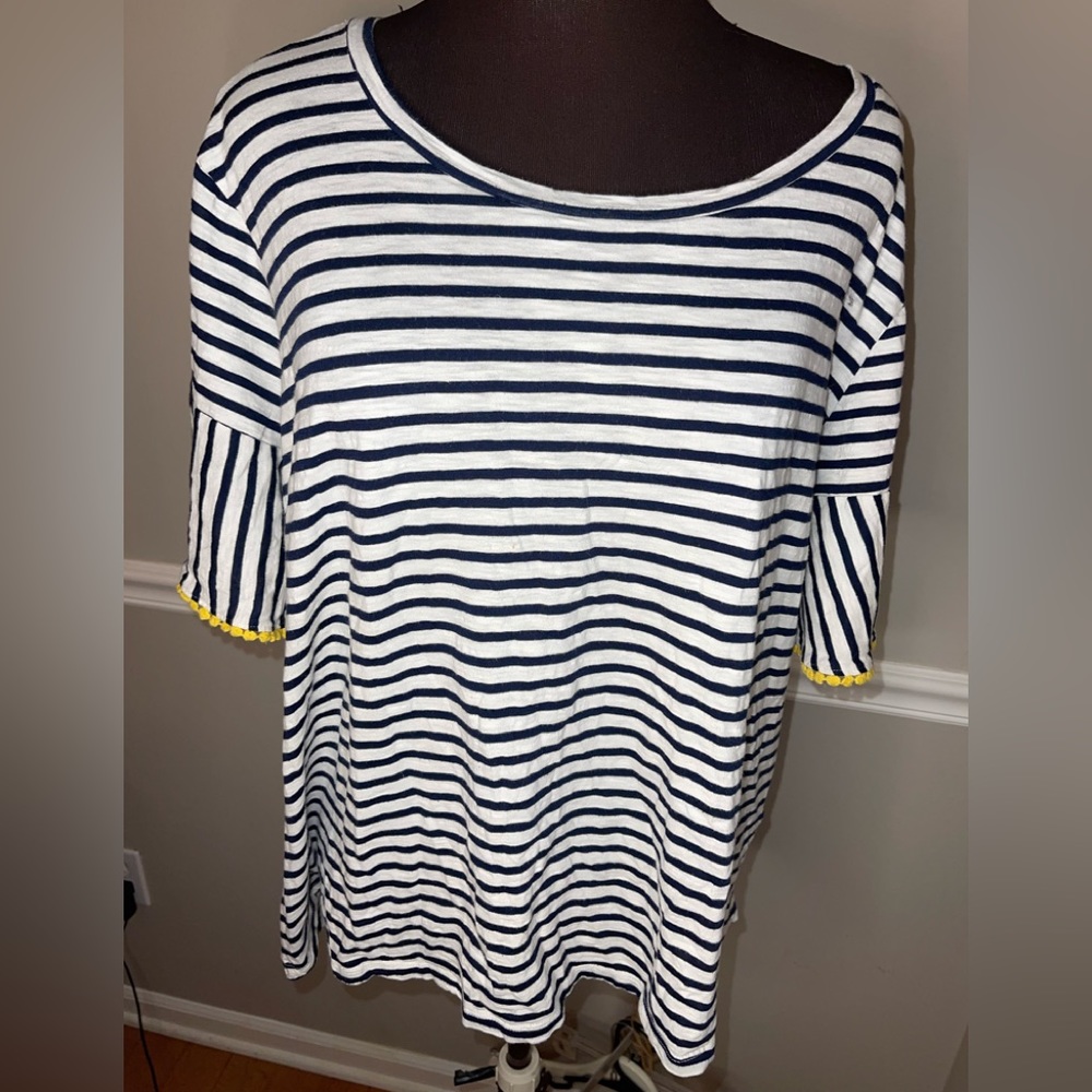 W5 Womens Plus Size Striped Shirt 3X navy blue‎